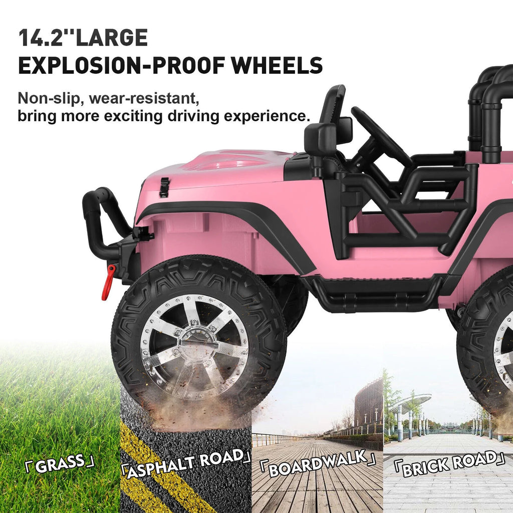 Kids Ride On Truck Electric Car with Remote Control, Oversized Tires, Pink M3509