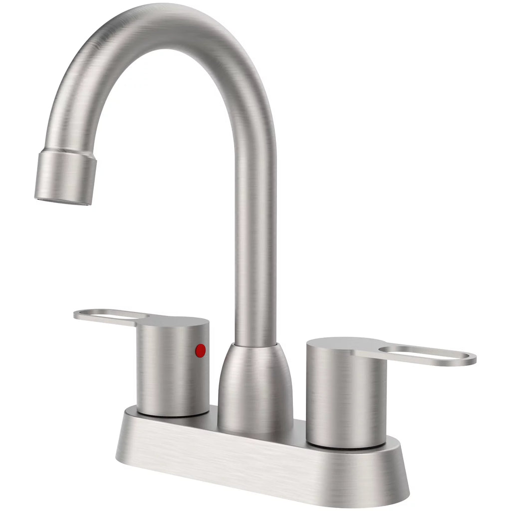 Brushed Nickel 2 Handles Centerset Bathroom Sink Faucet W8412