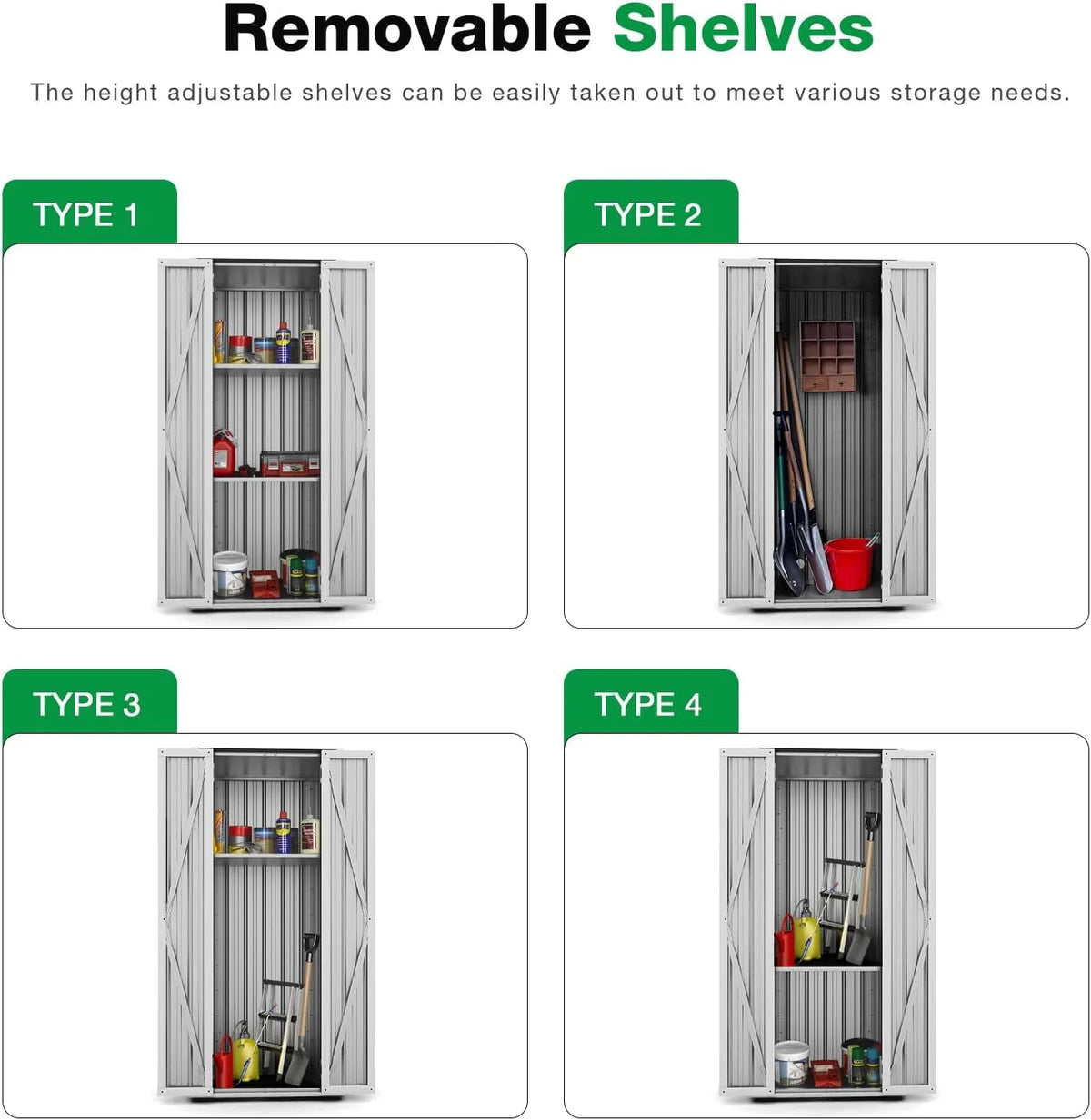 Waterproof Metal Outdoor Storage Cabinet with Adjustable Shelves M928