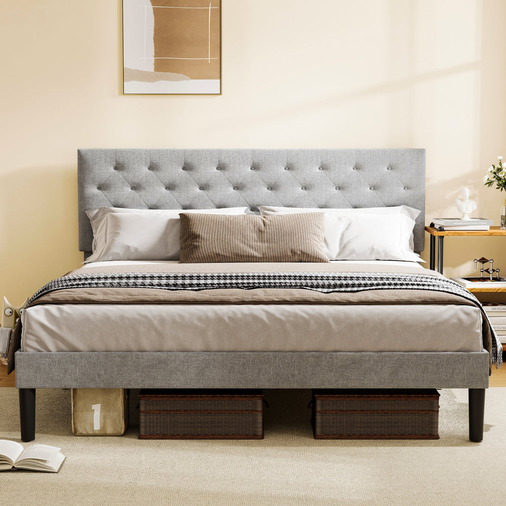 Queen Size Bed Frame Light Gray L99243