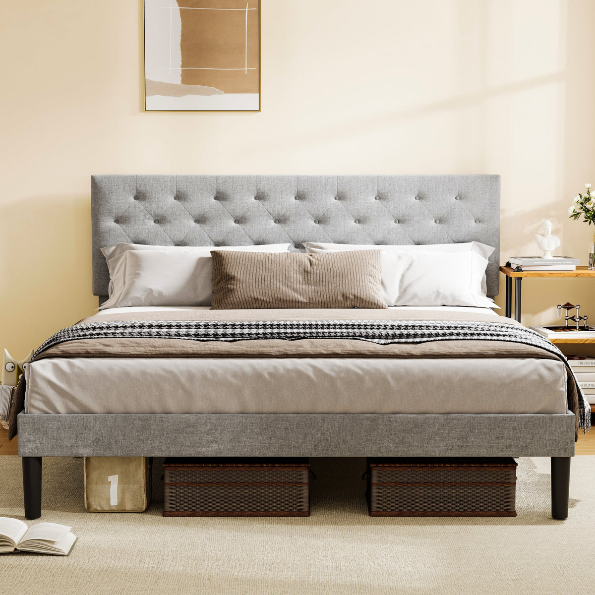 Queen Size Bed Frame Light Gray L99243