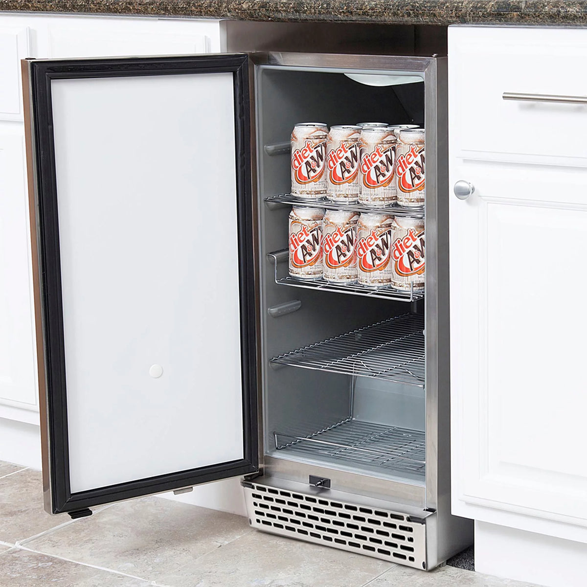 62 Can Lockable Stainless Steel Beverage Refrigerator H52976