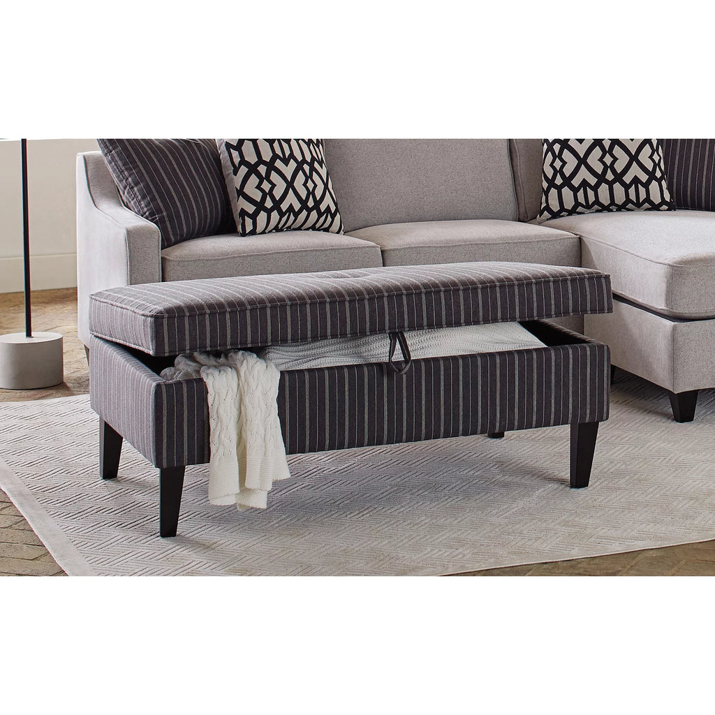 Rectangular Upholstered Storage Ottoman Black and White F4340