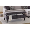 Rectangular Upholstered Storage Ottoman Black and White F4340