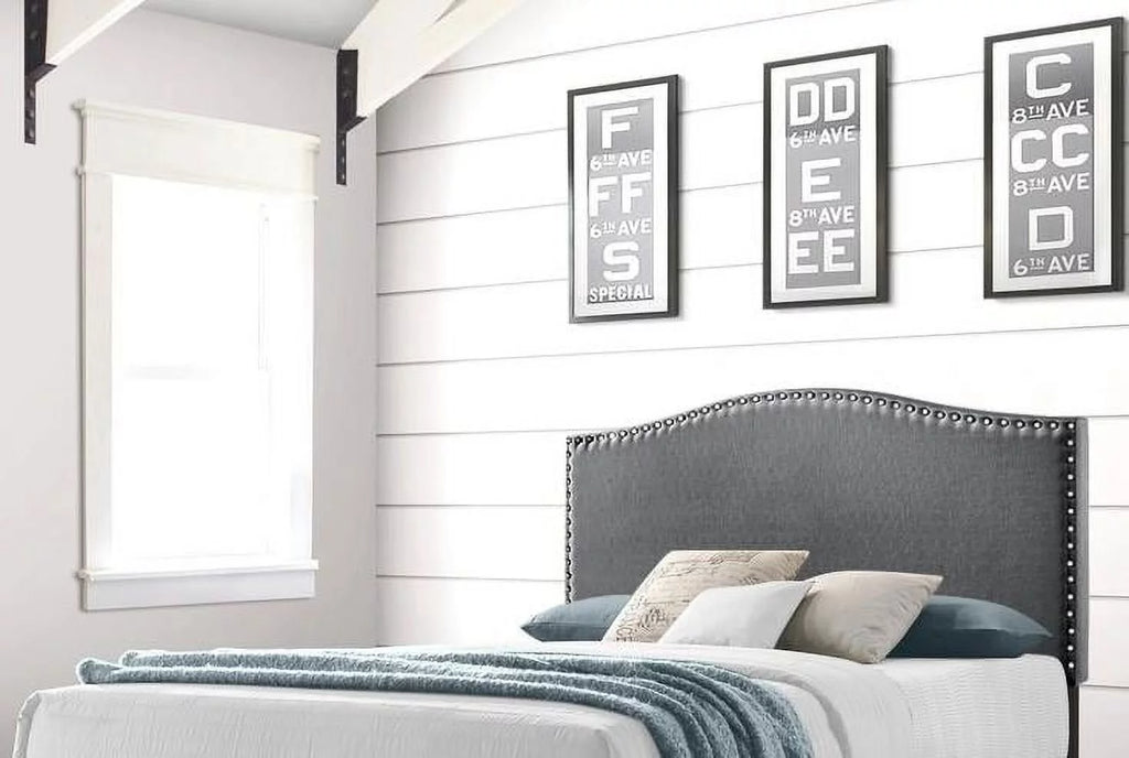 Upholstered Headboard, Full, Gray X98466